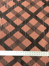 Polyester Spandex Burnout Velvet Fabric - Brown Big Geometric Design, 56-58" Width