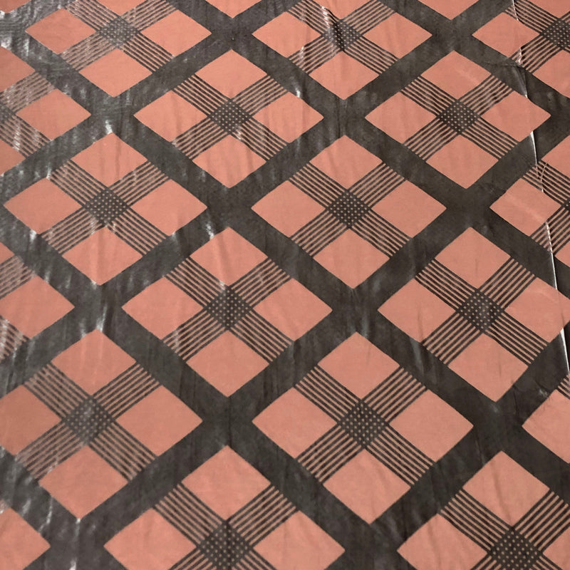 Polyester Spandex Burnout Velvet Fabric - Brown Big Geometric Design, 56-58" Width