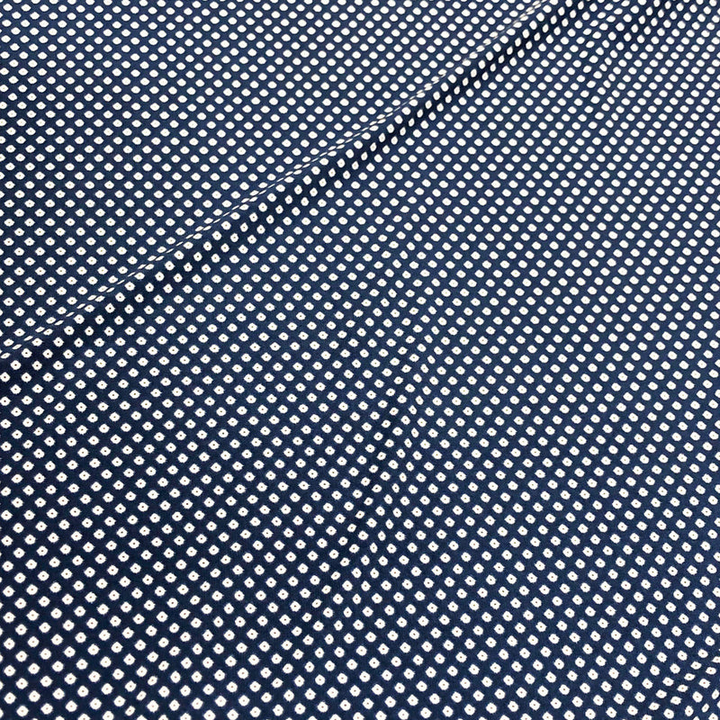 Polyester ITY Matte Jersey Fabric - Navy/White Small Geometric Design, 58" Width