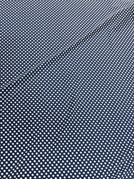 Polyester ITY Matte Jersey Fabric - Navy/White Small Geometric Design, 58" Width