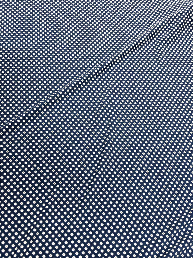 Polyester ITY Matte Jersey Fabric - Navy/White Small Geometric Design, 58" Width