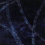 Strands Glitter Design Burnout Velvet Stretch Fabric - Navy, Plum, Glitter Strand Design, 58/60" Width