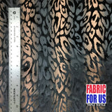 Leopard Spots In Waves Polyester Stretch Fabric - Black/Silver, Black/Copper, Leopard Spots Pattern, 58" Width