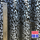 Leopard Spots In Waves Polyester Stretch Fabric - Black/Silver, Black/Copper, Leopard Spots Pattern, 58" Width
