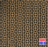 Greek Key Burnout Velvet Stretch Fabric - Tan And Brown Greek Key Pattern, 58" Width