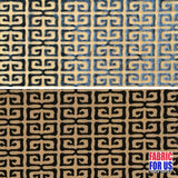 Greek Key Burnout Velvet Stretch Fabric - Tan And Brown Greek Key Pattern, 58" Width