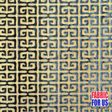 Greek Key Burnout Velvet Stretch Fabric - Tan And Brown Greek Key Pattern, 58" Width
