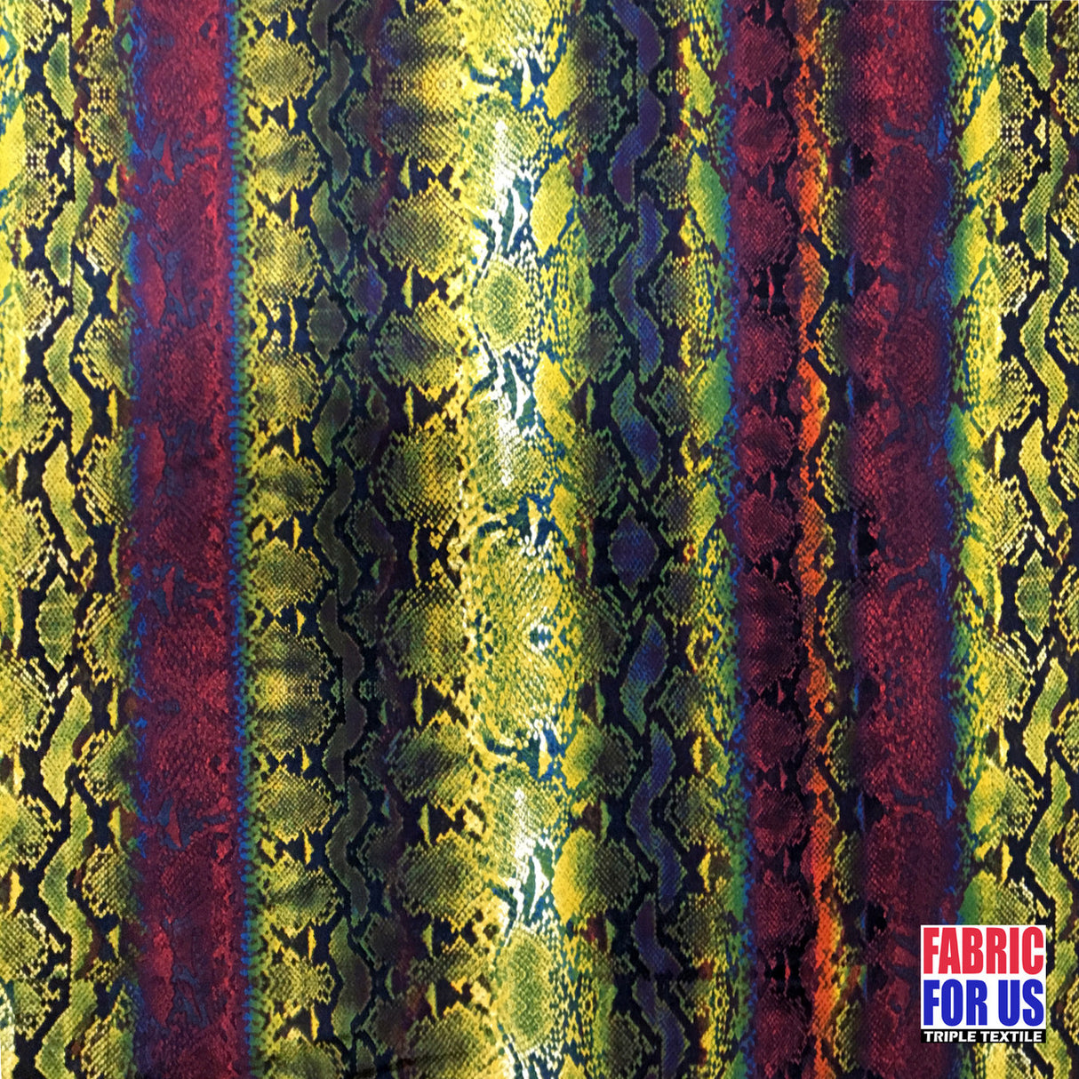 Python Snake Skin Poly-Spandex Fabric - Purple/Green Snake Skin Print, 58/60" Width