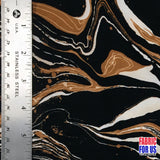SWIRL Design Poly-Spandex Stretch Fabric - Black, Brown Swirl Design, 58/60" Wide