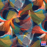 Spiral Fan Multi-Color Stretch Poly-Spandex Fabric - Swirl Fan Print, Multi-Color, 58" Width