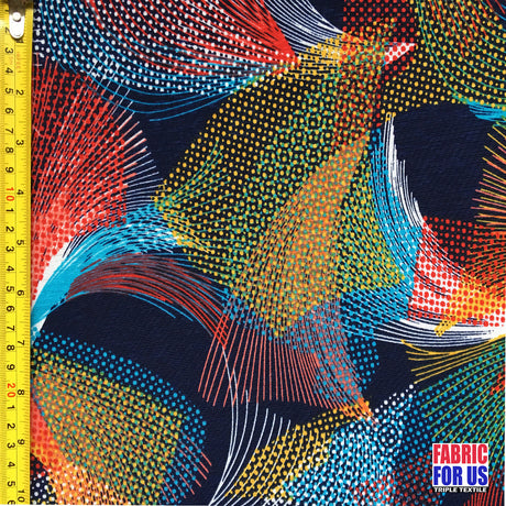 Spiral Fan Multi-Color Stretch Poly-Spandex Fabric - Swirl Fan Print, Multi-Color, 58" Width