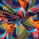Spiral Fan Multi-Color Stretch Poly-Spandex Fabric - Swirl Fan Print, Multi-Color, 58" Width