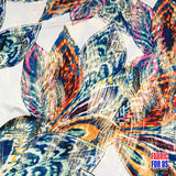 Peacock Feathers Strand Stretch Poly-Spandex Fabric - Red, Green, Micro Brush Tones, 58" Width
