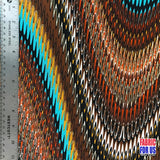 Waves Tidal Stretch Fabric - Aqua, Brown, Gold Lining, Multi-Color Wave Design, 58" Width
