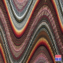 Waves Tidal Stretch Fabric - Aqua, Brown, Gold Lining, Multi-Color Wave Design, 58" Width