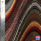 Waves Tidal Stretch Fabric - Aqua, Brown, Gold Lining, Multi-Color Wave Design, 58" Width