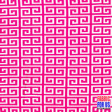 Greek Key Print Design Poly-Spandex Fabric - Navy/Pink Greek Key, 58" Width