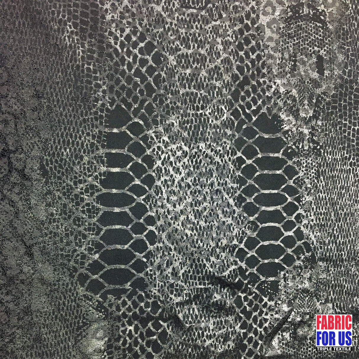 Snake Skin Black Tone On Tone Stretch Poly-Spandex Fabric - Black Snake Skin, 58" Width
