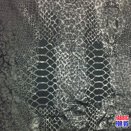 Snake Skin Black Tone On Tone Stretch Poly-Spandex Fabric - Black Snake Skin, 58" Width