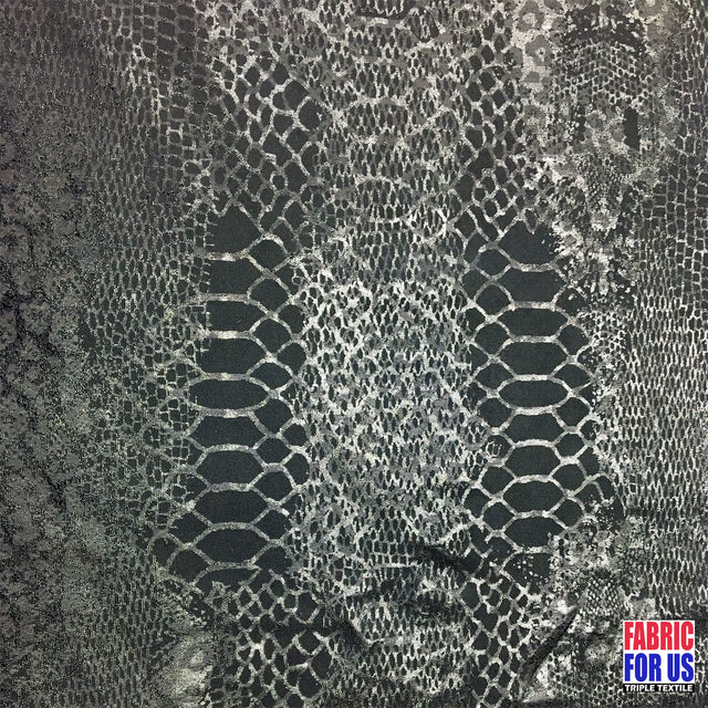 Snake Skin Black Tone On Tone Stretch Poly-Spandex Fabric - Black Snake Skin, 58" Width
