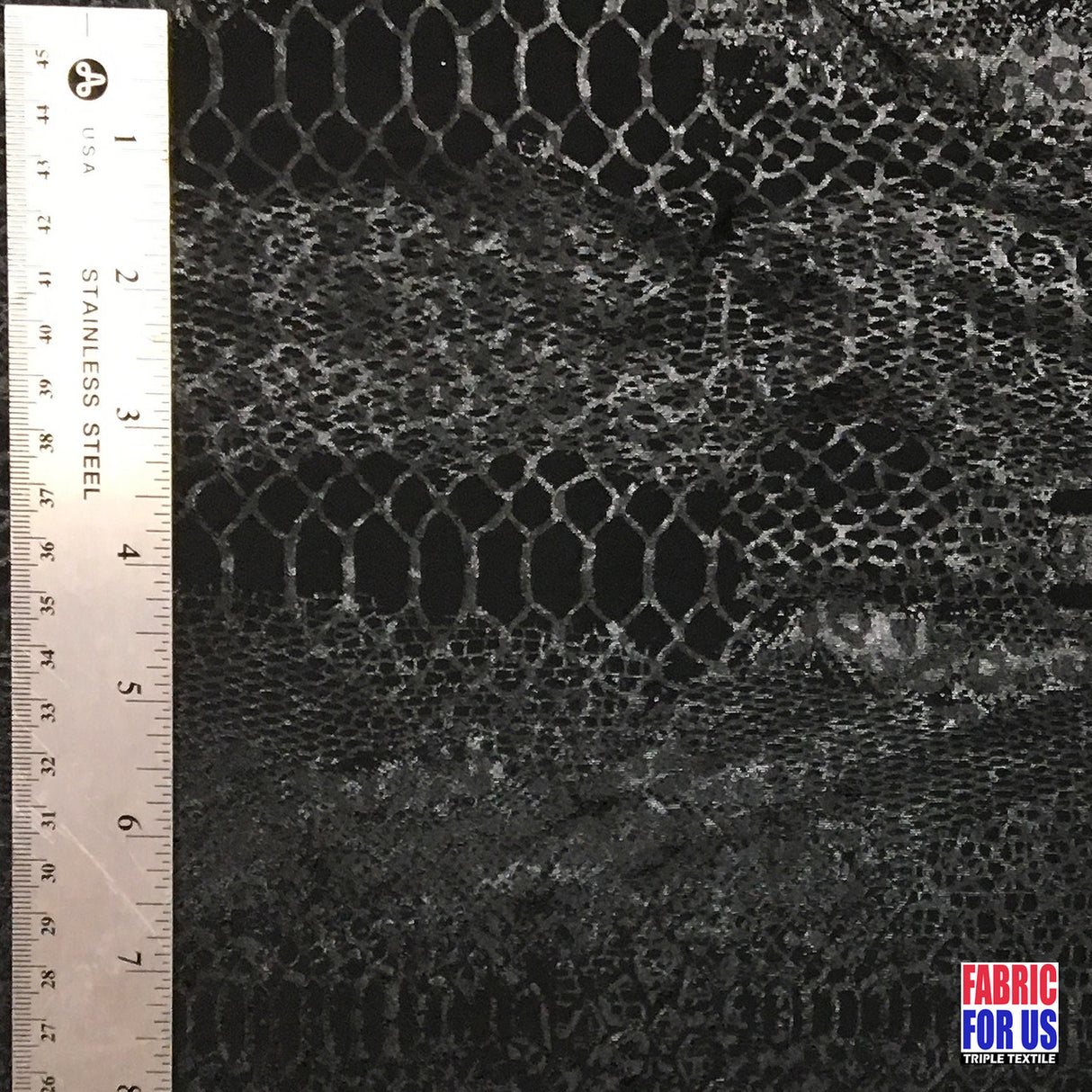 Snake Skin Black Tone On Tone Stretch Poly-Spandex Fabric - Black Snake Skin, 58" Width