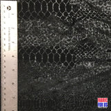 Snake Skin Black Tone On Tone Stretch Poly-Spandex Fabric - Black Snake Skin, 58" Width