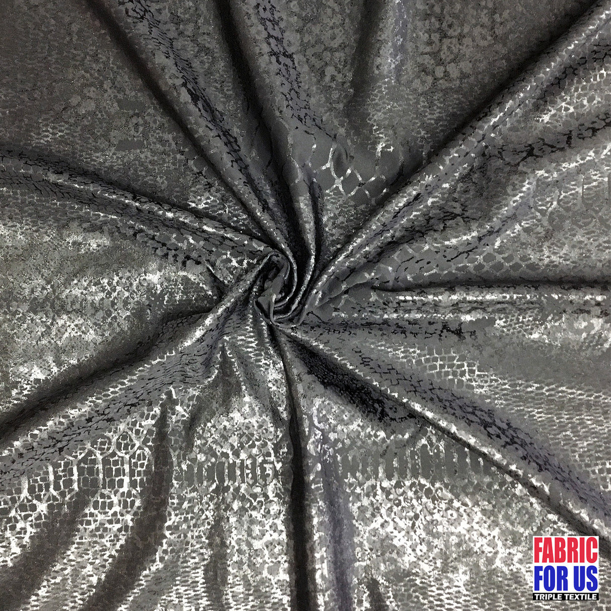 Snake Skin Black Tone On Tone Stretch Poly-Spandex Fabric - Black Snake Skin, 58" Width