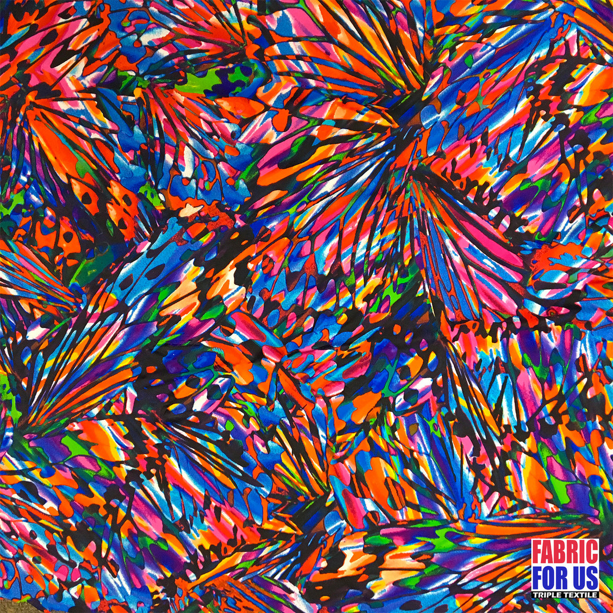 Wings Multi-Color Stretch Poly-Spandex Fabric - Multi-Color Wings Design, 58" Width