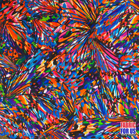 Wings Multi-Color Stretch Poly-Spandex Fabric - Multi-Color Wings Design, 58" Width