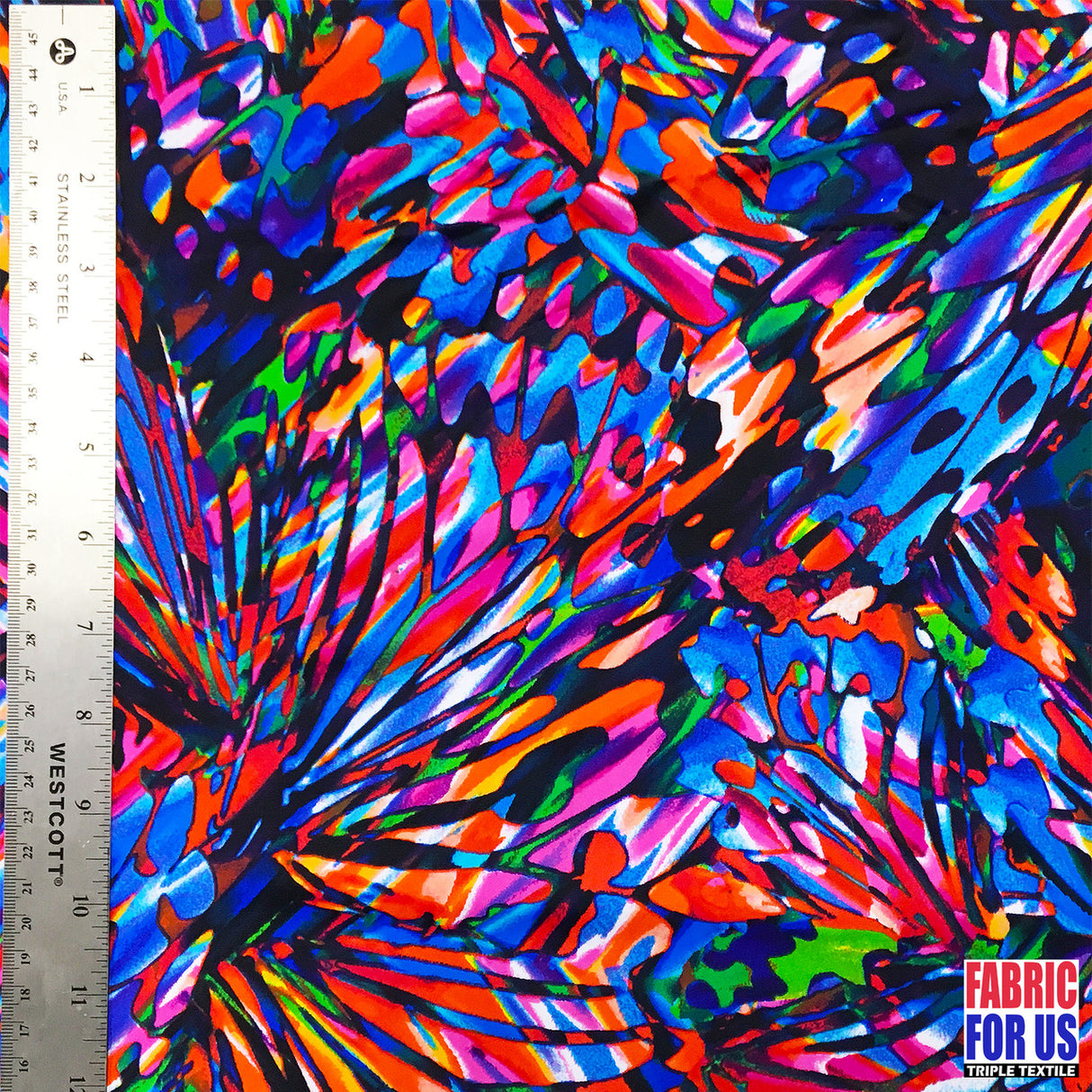 Wings Multi-Color Stretch Poly-Spandex Fabric - Multi-Color Wings Design, 58" Width