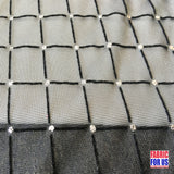 Flocking Mesh Stretch Glitter Fabric - Black Diamonds, 64" Wide