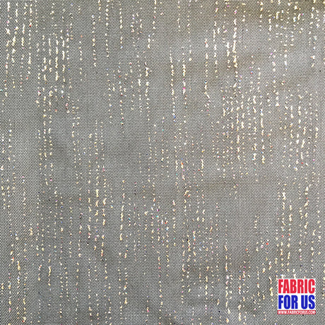 Glitter Drops Mesh Stretch Black Fabric - Gold Specks/Streaks, 60" Width