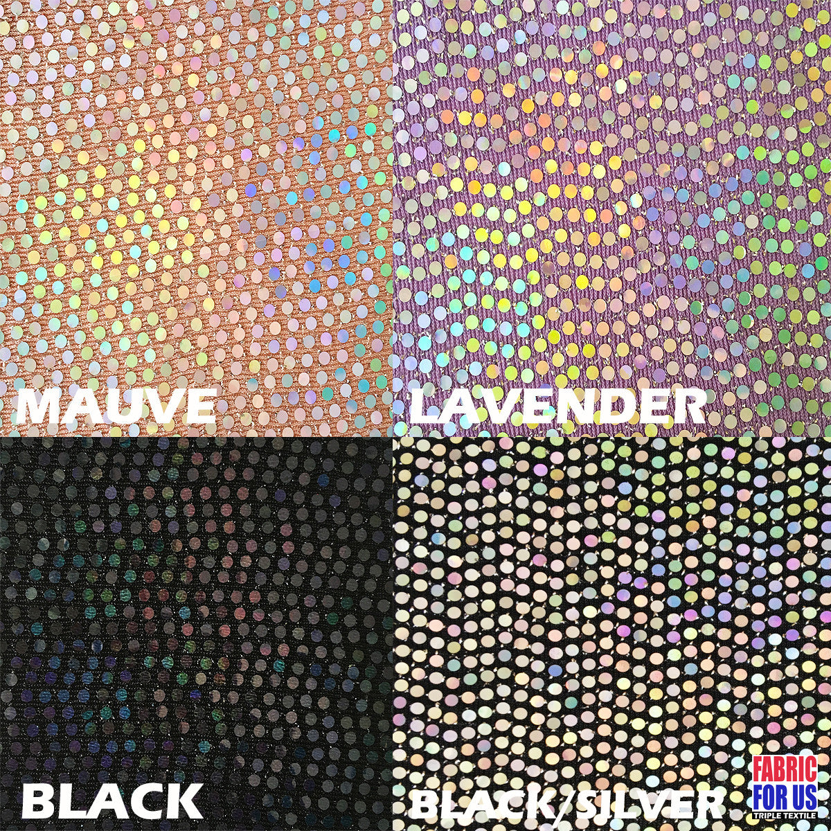 Dots Micro Holographic Glitter Stretch Poly-Spandex Fabric - Holographic Dots, 54" Width