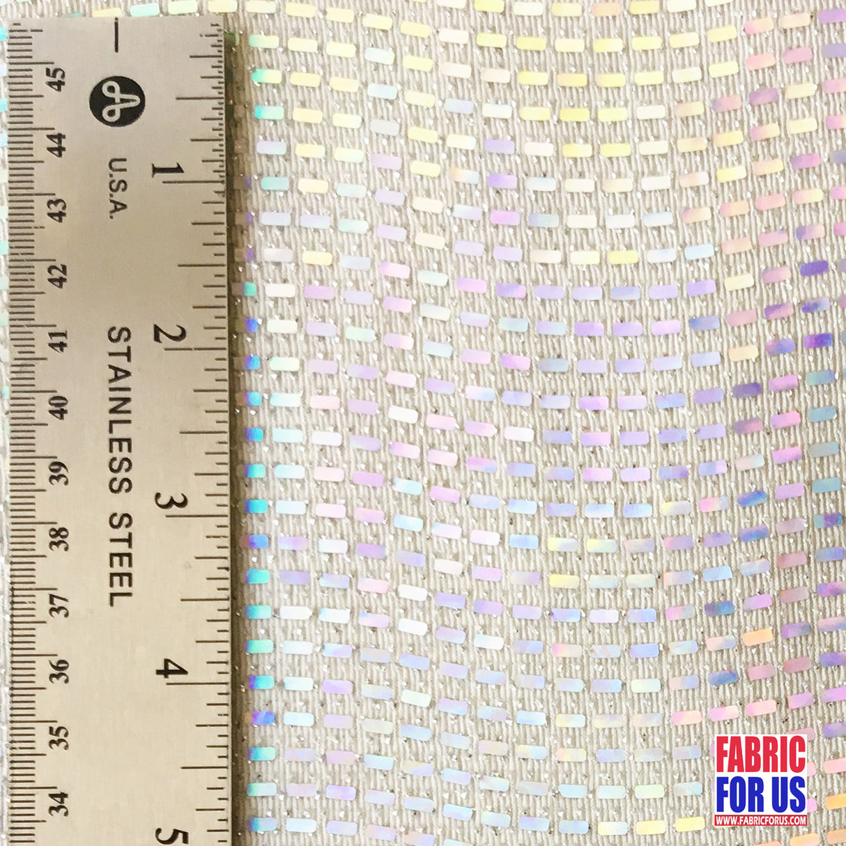 Reflective Holographic Rectangular Trans On Lurex Stretch Fabric - White/Black, 54" Width