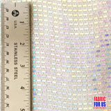 Reflective Holographic Rectangular Trans On Lurex Stretch Fabric - White/Black, 54" Width