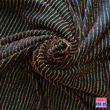 Lurex Red And Gold Thin Stripped Design Stretch Fabric - Black, Red And Gold Striped, 60" Width (1 Yard)