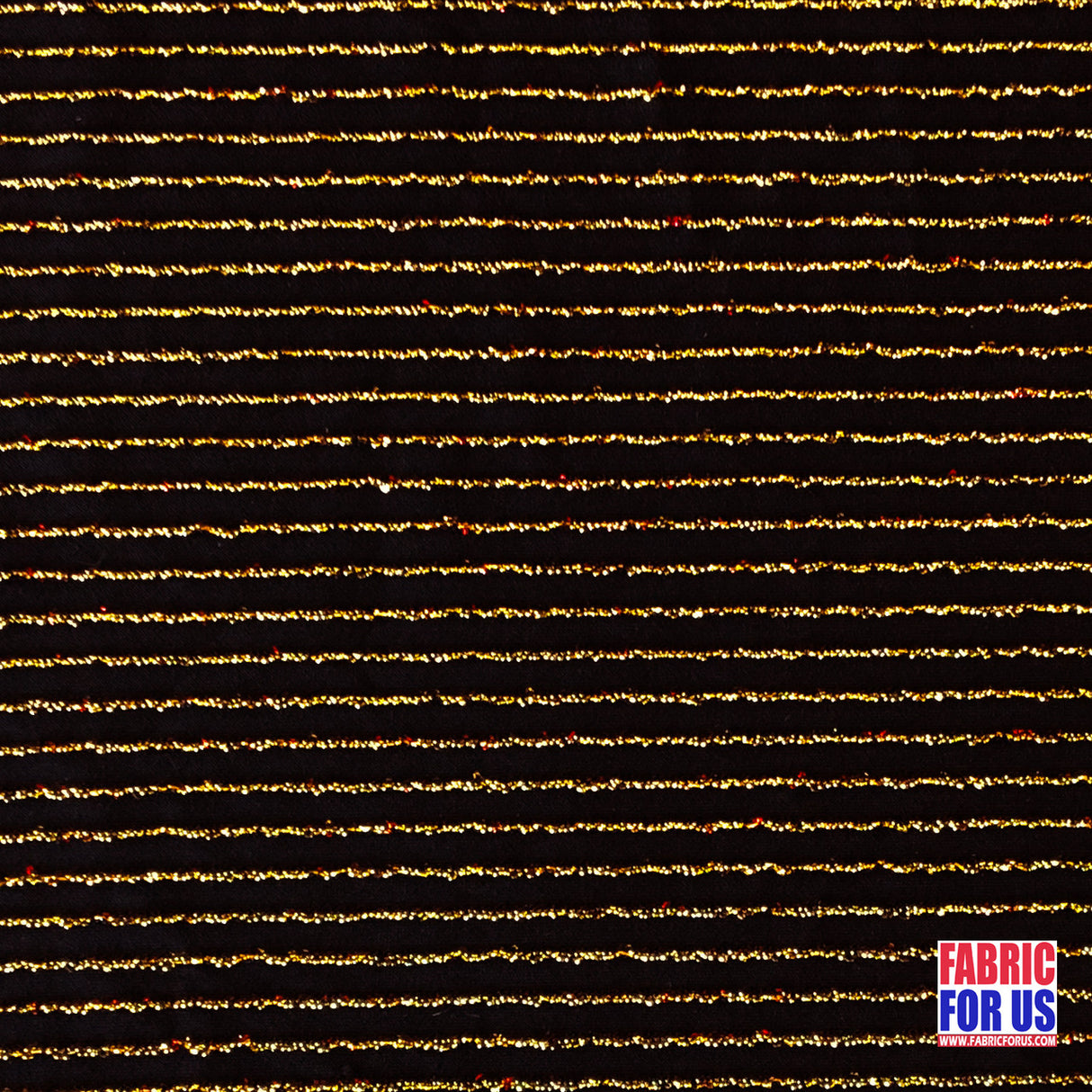 Lurex Red And Gold Thin Stripped Design Stretch Fabric - Black, Red And Gold Striped, 60" Width (1 Yard)