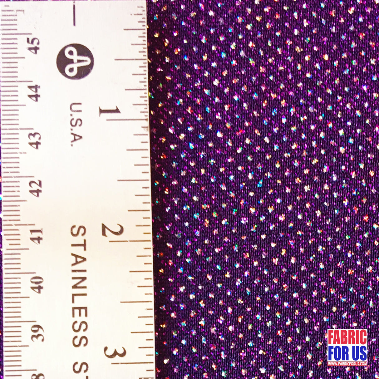 Glitter Enchanted All Over Plum Stretch Fabric - Multi-Colored Glitter, Plum, 60" Width