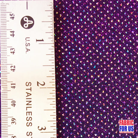Glitter Enchanted All Over Plum Stretch Fabric - Multi-Colored Glitter, Plum, 60" Width