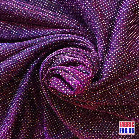 Glitter Enchanted All Over Plum Stretch Fabric - Multi-Colored Glitter, Plum, 60" Width