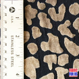 Desert Beige/Black Burnout Velvet Stretch Poly-Spandex Mesh Fabric - Flecktarn Shaped Tan/Beige Design, Black Background, 58"/60" Wide