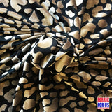 Desert Beige/Black Burnout Velvet Stretch Poly-Spandex Mesh Fabric - Flecktarn Shaped Tan/Beige Design, Black Background, 58"/60" Wide