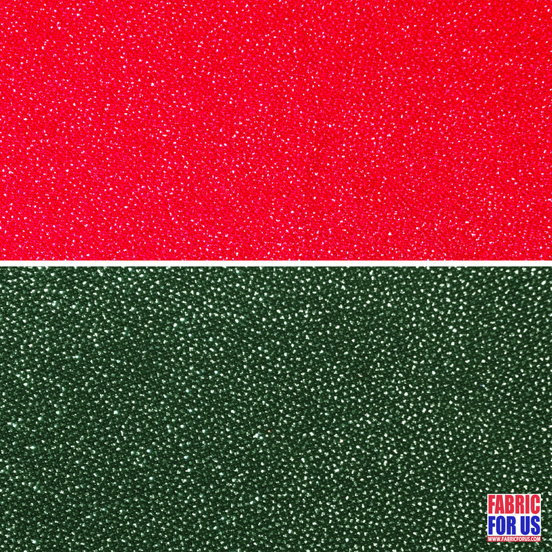 Glitter Enchanted All Over Stretch Fabric - Hunter Green/Red, 60" Width