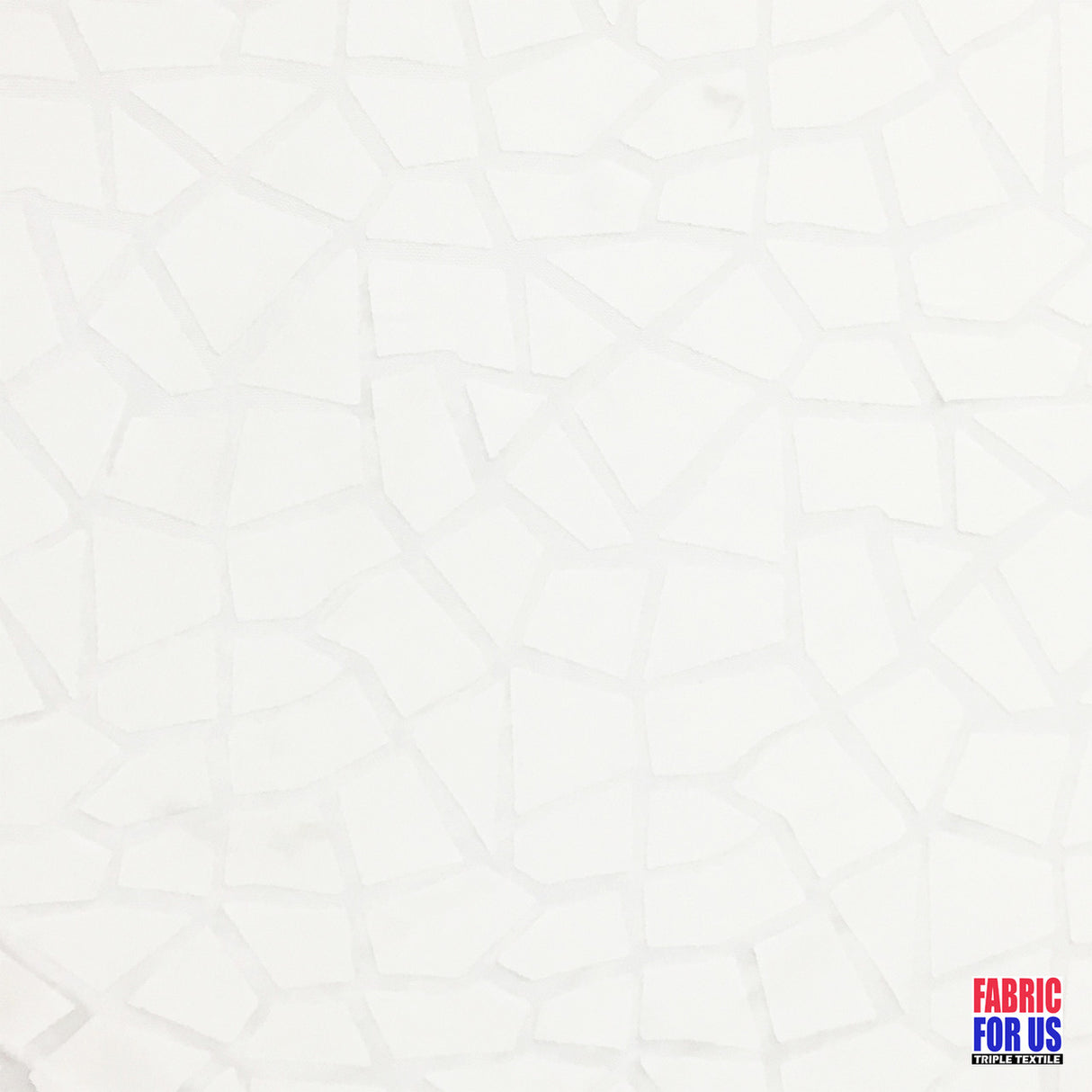 Tumbled Big Pebble Design Mesh White Polyester Fabric - White Pebble Pattern, 58" Width
