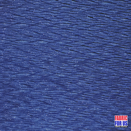 Glitter Crinkled Blue Polyester Fabric - Blue Glitter Crinkled, 58" Width