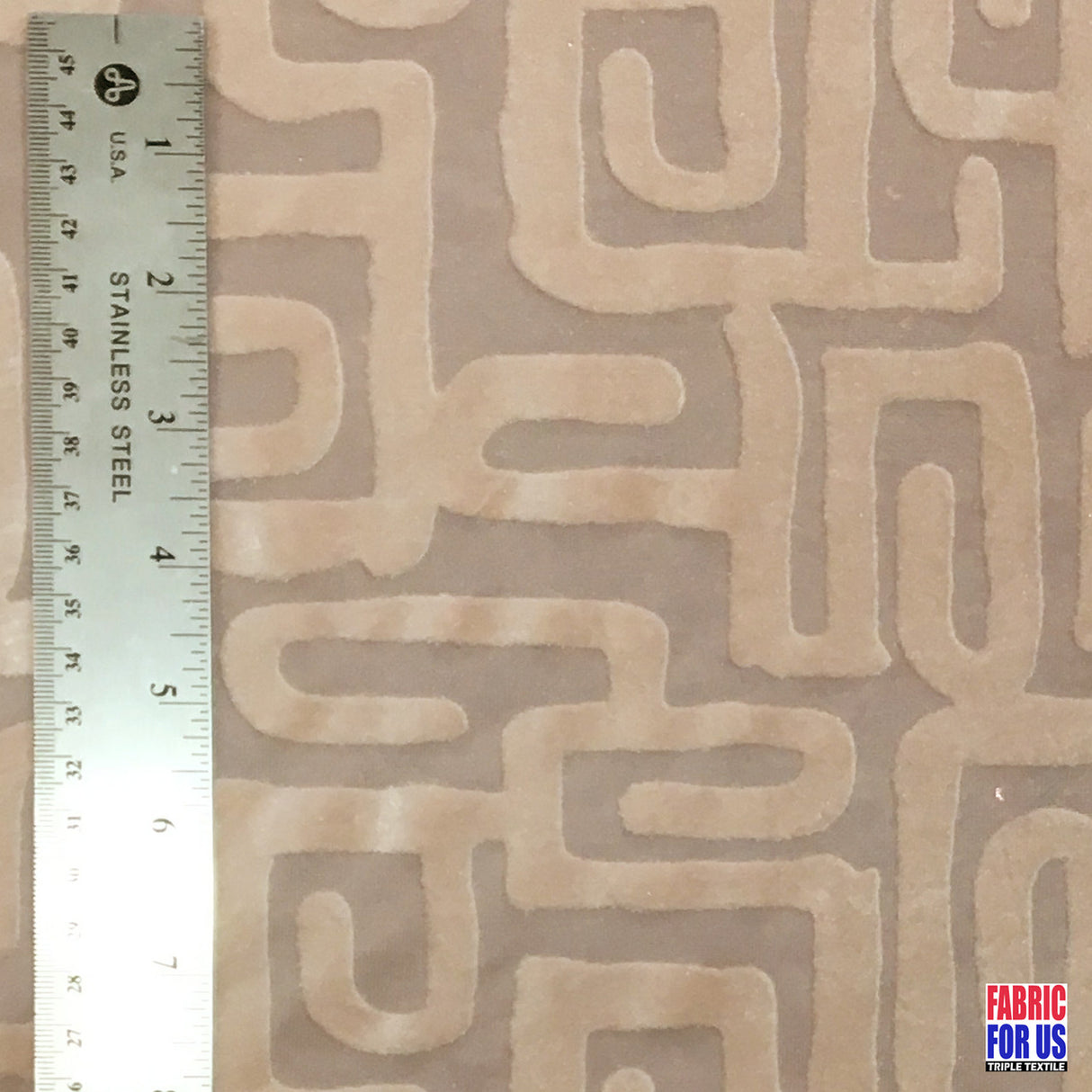 Greek Key Burnout Velvet Pre-Classic Polyester Spandex Fabric - Burgundy/Beige Greek Key Pattern, 58"/60" Width