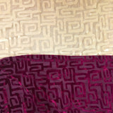 Greek Key Burnout Velvet Pre-Classic Polyester Spandex Fabric - Burgundy/Beige Greek Key Pattern, 58"/60" Width