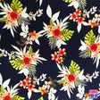 Plumeria Flowers ITY Poly-Spandex Stretch Fabric - Hawaiian Allover Floral Print, 58"/60" Width