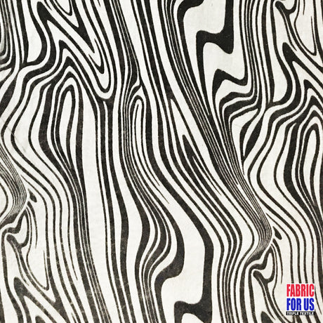 Water Swirl Burnout Velvet Stretch Poly-Spandex Fabric - Taupe/Black Water Swirl Mesh See-Through, 58"/60" Width