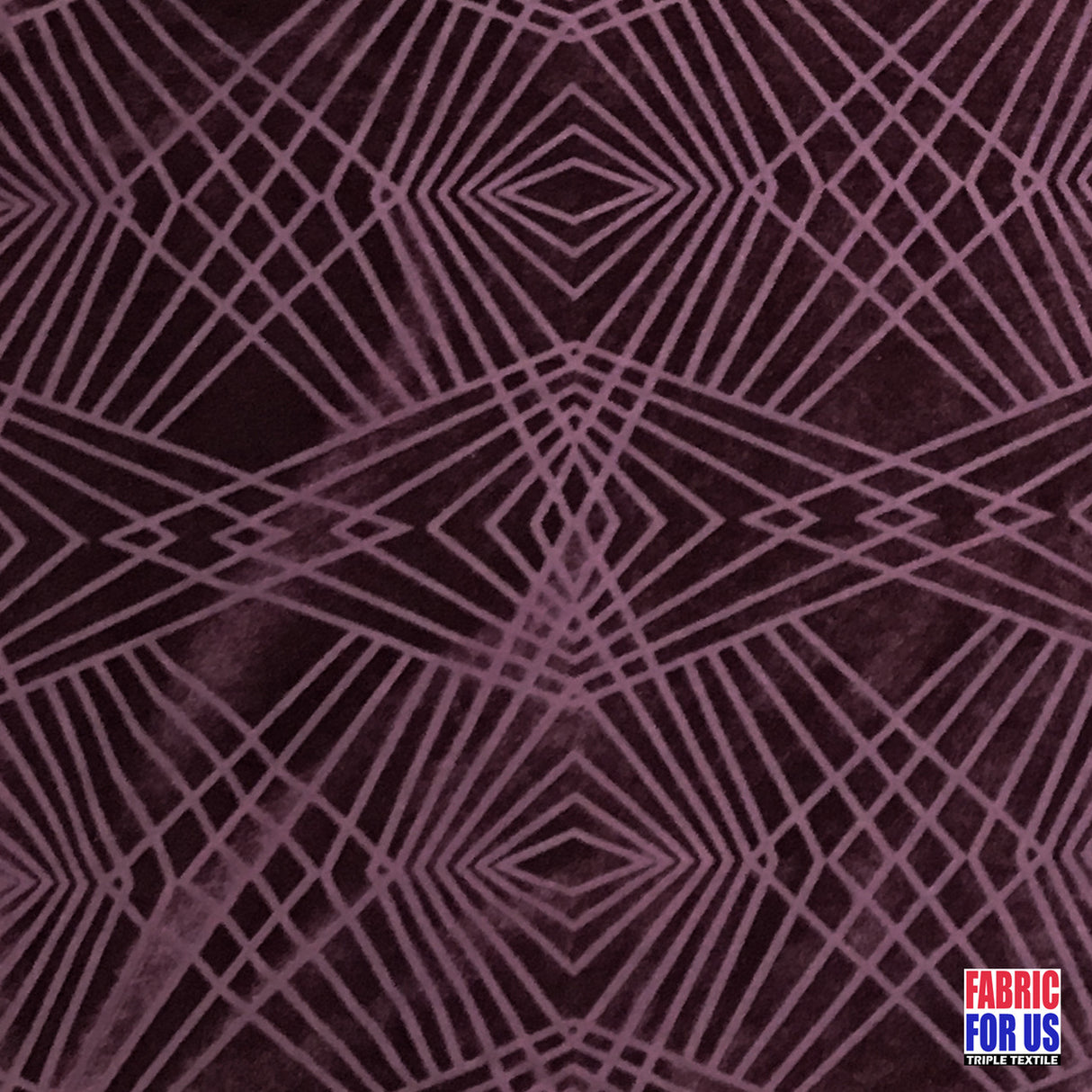 Burnout Velvet Poly-Spandex Fabric - Plum Diamond Design, 58"/60" Wide